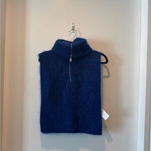 COS blue open sweater vest/bib, mohair